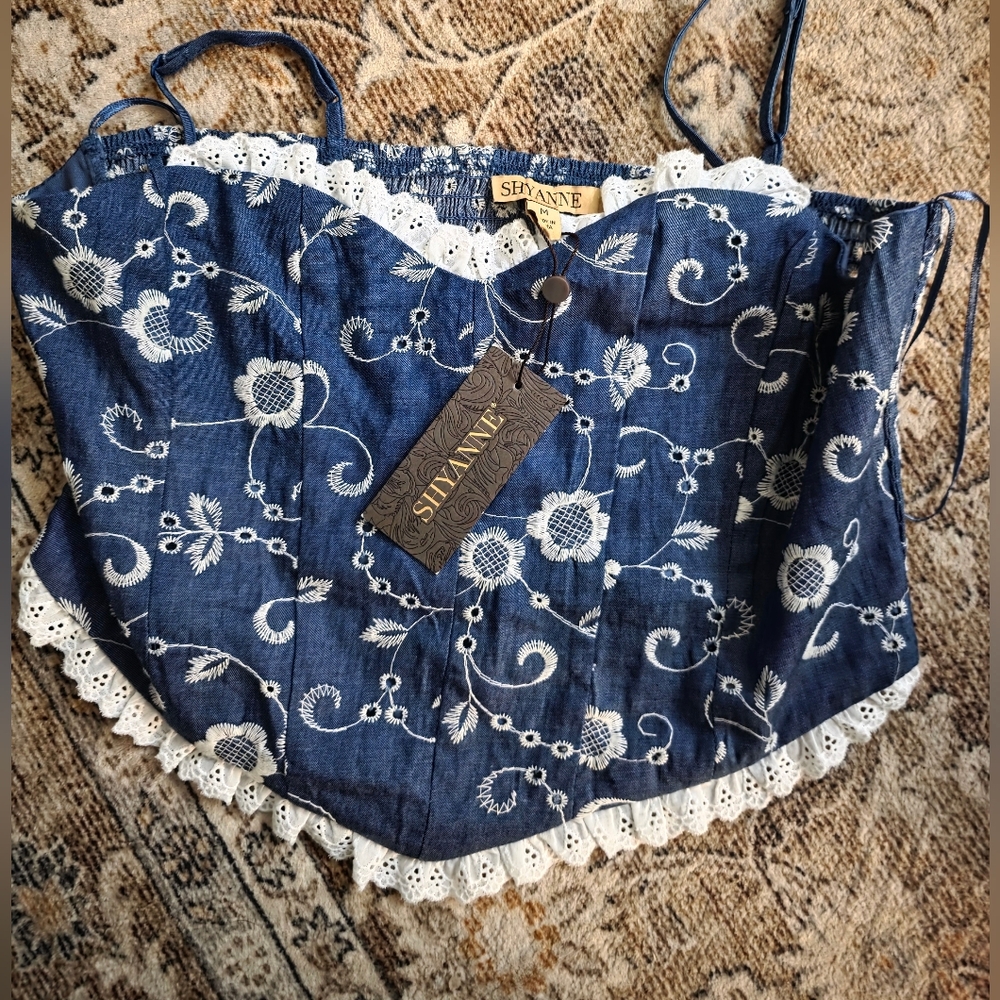Shyanne Navy Floral Lace Corset